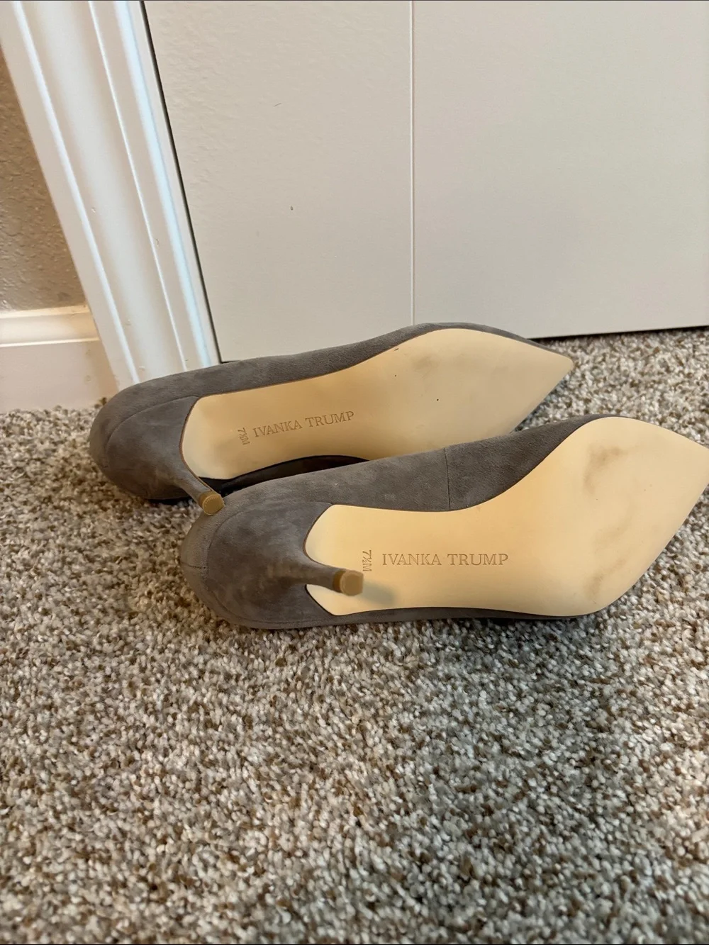Ivanka Trump Classic Gray Pointed-Toe Suede Pumps - Women - Picture 4 of 4